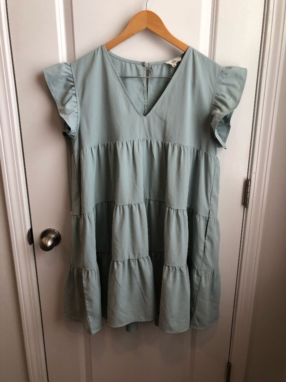 Entro Ruffle Tiered Dress Light Blue Medium